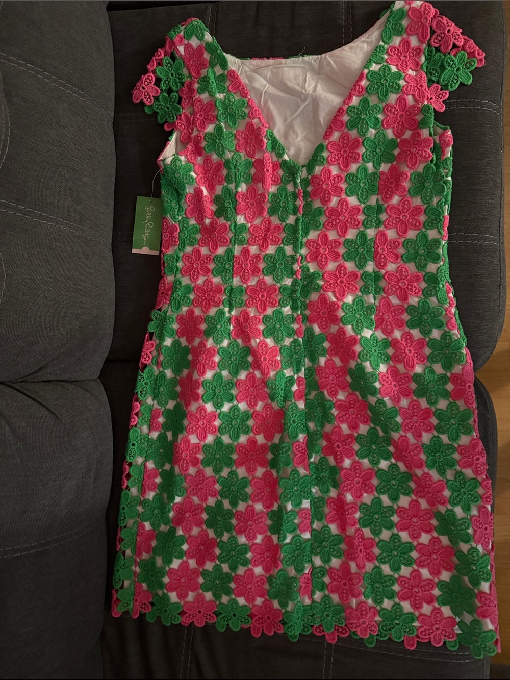 NWT Lilly Pulitzer Lace Dress in Pink & Green - Picture 3 of 3